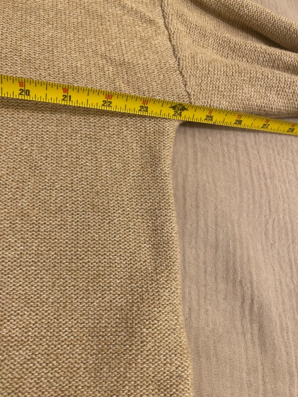 Quince Taupe Button-Front Crew Orhanic cotton Cropped Cardigan. Size M - Picture 8 of 11